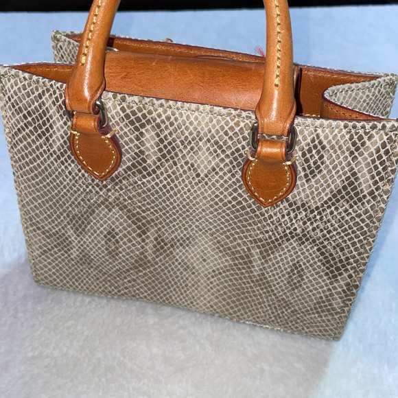 Dooney & Bourke Tan and Brown Snake Print Handbag - Picture 4 of 14